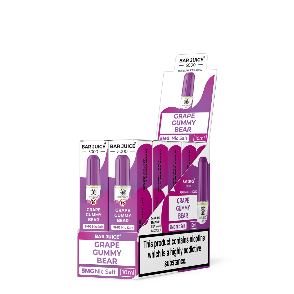 Bar Juice 5000 Grape Gummy Bear 5mg 10ml E-Liquid  Pack of 10  Diamond  Mist E-Liquid