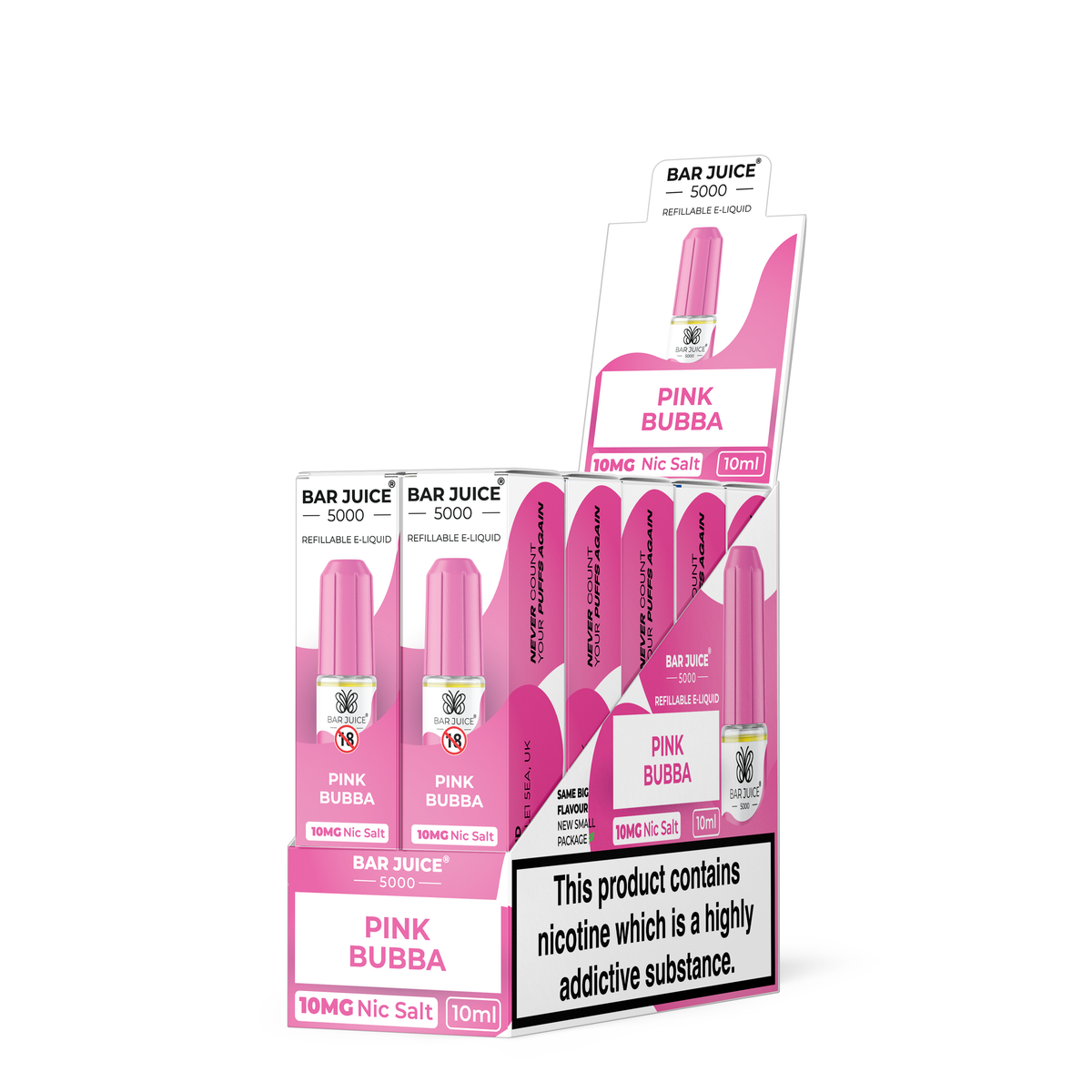 Pink Bubba Bar Juice 5000 - 10mg 10ml Berry Blend E-Liquid, 10 Pack   Diamond Mist E-Liquid